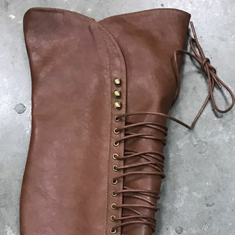 𝙇𝙖𝙨𝙩 𝙎𝙞𝙯 6.5 🖤Brown Corset Over Knee Boot - Picture 3 of 8